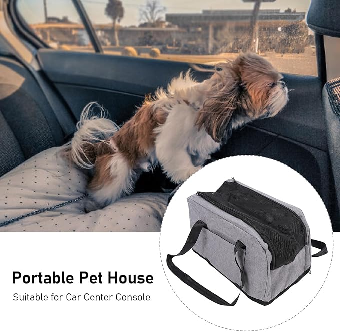 Center Console Dog Car Seat,Portable Dog Booster Car Seat for Small Dogs,Detachable Washable Pet Carrier for Travel with Seat Belt