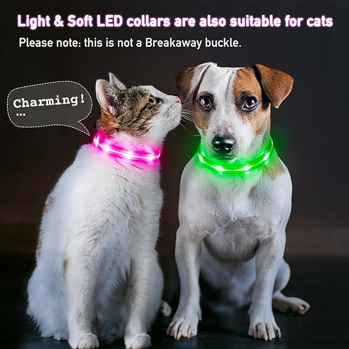 Light Up Dog Collars for Small Medium Large Dogs, Adjustable LED Dog Collar, Rechargeable Soft Glow Collar for Dog Cat Night Walking, Blue