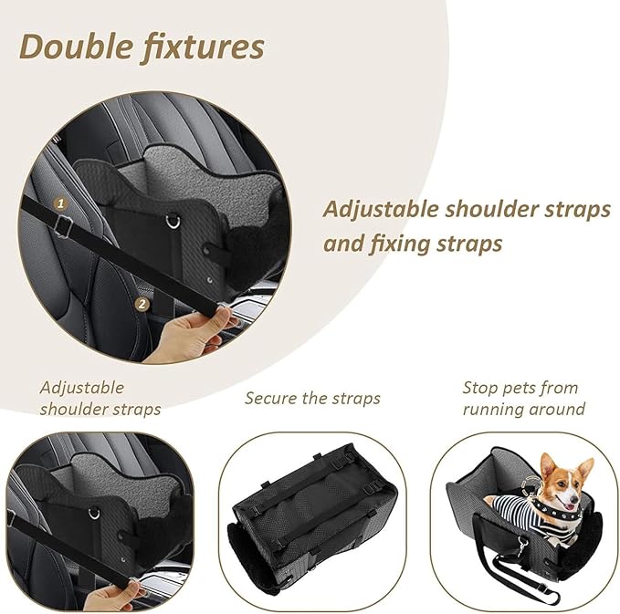 Portable Dog Car Seat, Pet Cushion Bed Carrier, Foldable Travel Accessory with Lightweight Build, Under 14lbs Puppy Seat for Car Stroller, Pet Bed with Soft Material, Travel Gear for Picnic and Truck