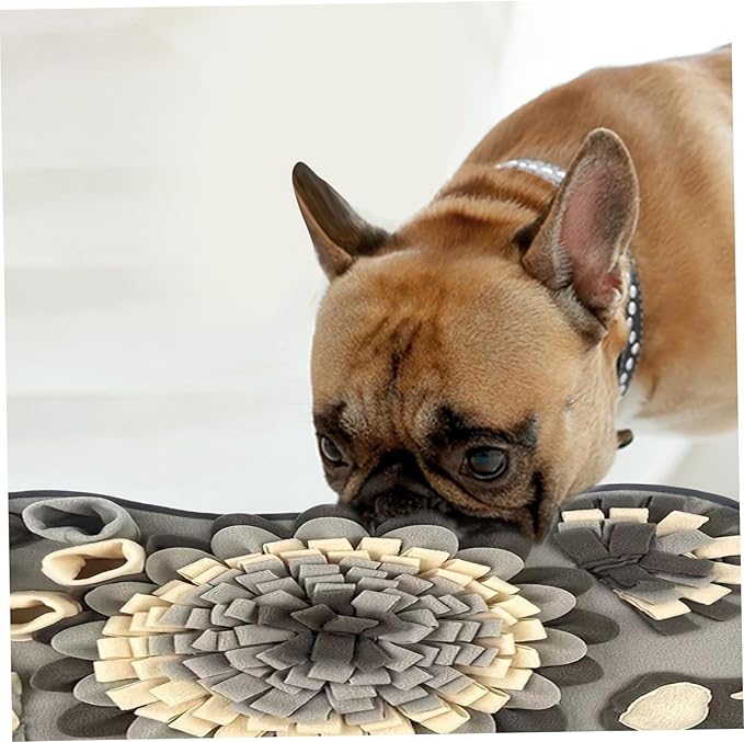 Snuffle Mat for Dog 25x17 Inch Large Washable Dog Snuffle Master with Bb Squeaker Non-slip Sniffing Feeding Mat Funny Brain Games Sniffing Toys for Dogs Brain Games for Small Medium Large Dogs Grey