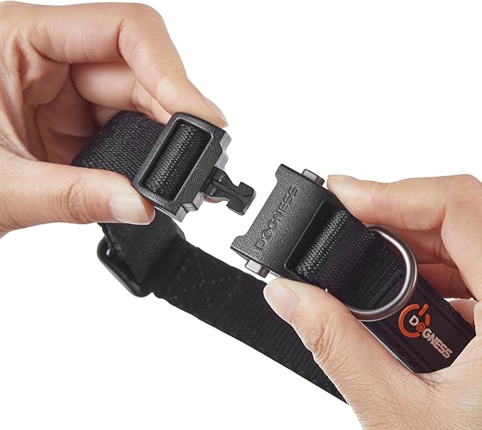 Dogness LED Dog Collar, Light Up Dog Collar for Night Walking, USB Rechargeable Glow in The Dark Dog Collars for Safety Camping (Large - Black)