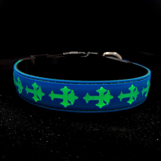 LED Dog Collar, USB Rechargeable, 15 Light Modes, Multi-Color Cross Pattern (Blue, XL(19.7-23.6"))