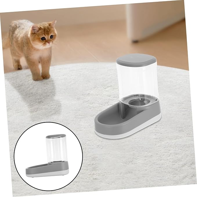 Happyyami Automatic Pet Feeder and Water Dispenser Portions for Small Medium Dogs and Cats Quiet Timed Feeding Elegant Gray Design for Puppies and Kittens