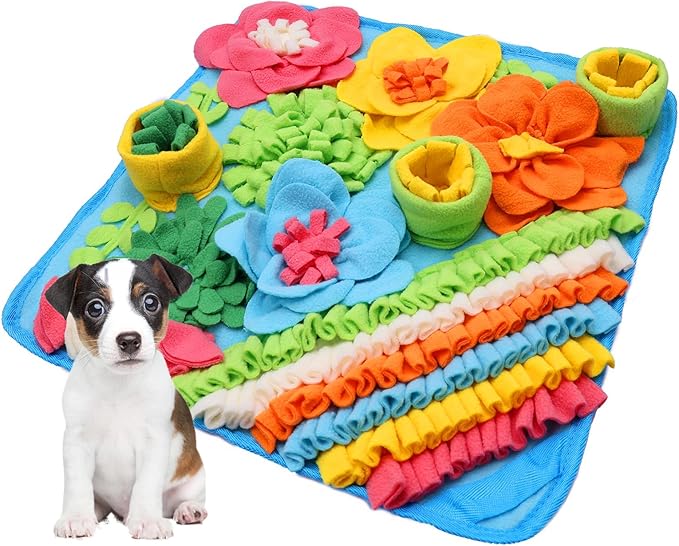 JXTZ Snuffle Mat for Dogs, Interactive Snuffle Mat, 15.4 x15.4 inches for Small & Medium Pets, Pet Treats Feeding Mat for Boredom Relief, Slow Feeder, Felt Wool Feeding Mat, Puzzle Toy for Dogs, Cats