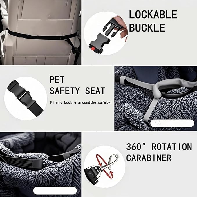Car Dog Bed with Safety Straps, for Large&Small Dogs, Pets Bed for Travel with Thick Cushion Removable and Easy to Clean (A, m)