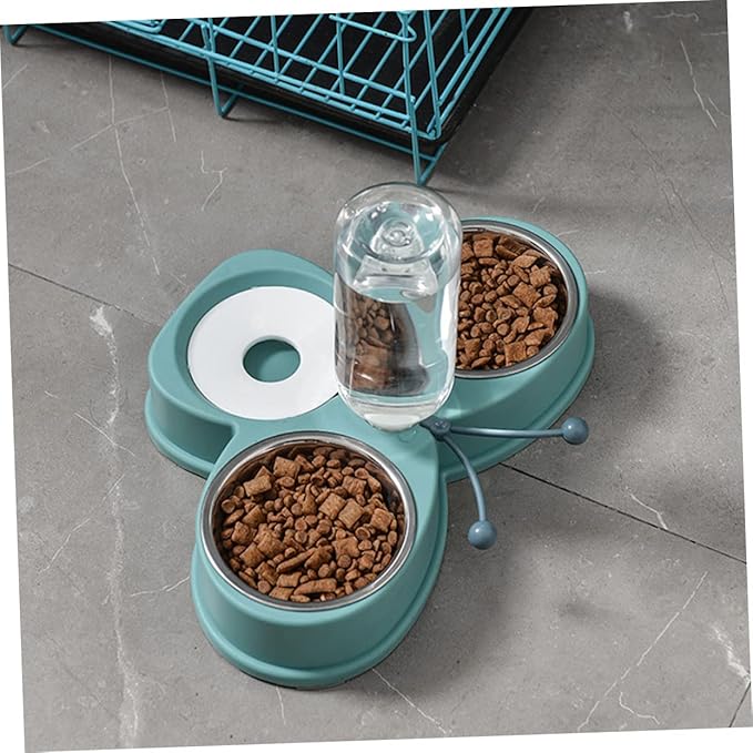 Convenient Automatic Pet Feeder Waterer Double Bowl and Cats Removable Stainless Steel Bowls Easy to Clean for Busy Pet Owners
