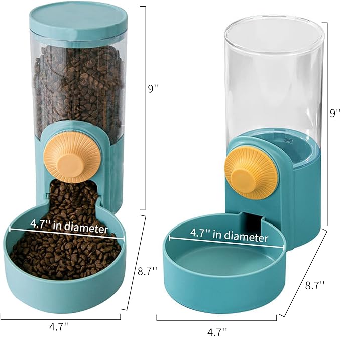 kathson 35oz Hanging Automatic Food Water Dispenser Gravity Pet Auto Feeder Waterer Set for Rabbit Cat Dog Chinchilla Guinea Pig Hedgehog Ferret (Food Dispenser)