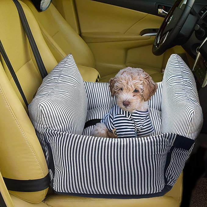 Daneey Small Dog Car Seat for Small Dogs under 15 lbs, Dog Booster Seat for Car, Fully Detachable Washable Dog Car Bed for Car Travel, Non-slip Safety Pet Car Seat with Seat Belt,