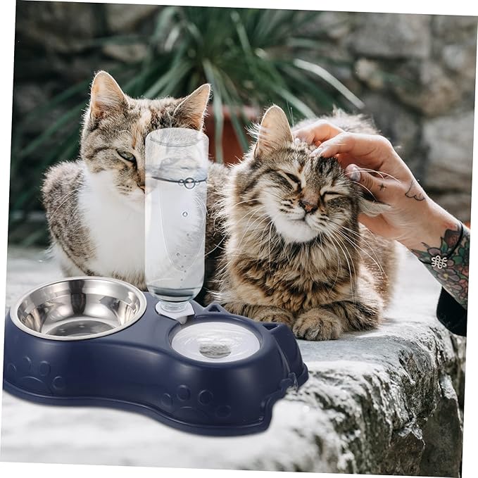 Milisten 1set Detachable Pet Feeder for Dogs and Cats Automatic Water and Food Dispenser Dual Bowl Design Base Safe for Pets
