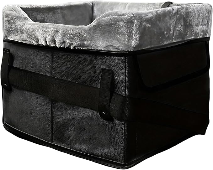 Dog Car Seat, Portable Plush Booster, Pet Car Seat with Storage Pockets, Booster Bed with Washable Material, Dog Vehicle Chair for Under 25 Lbs Vehicle Travel Road Trip Back Front Center