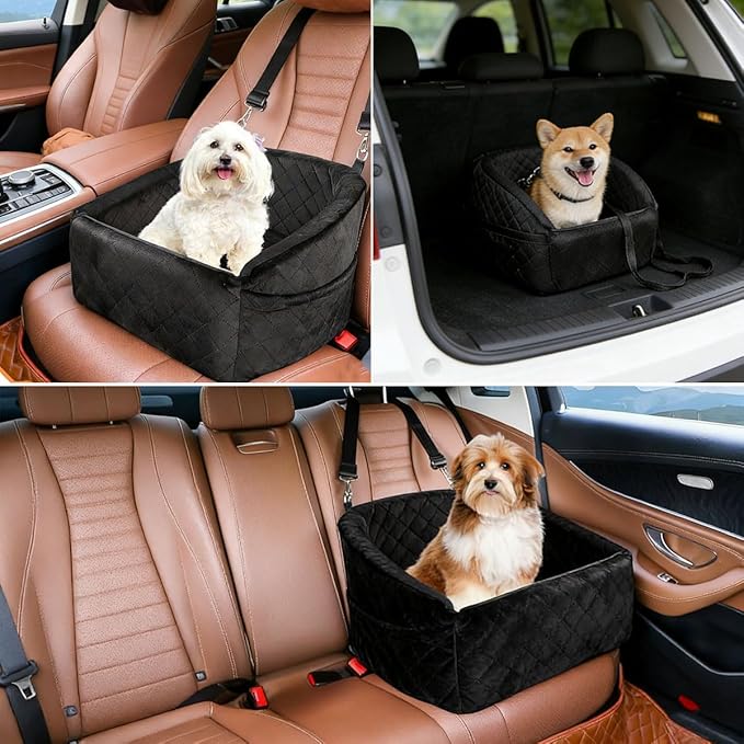Dog Car Seat Bed for Chrysler Voyager Town & Country Grand Voyager, Comfortable Pet Travel Seat for Small to Medium Dogs, Detachable Washable Booster Seat, Front or Back Seat Use,C Grey