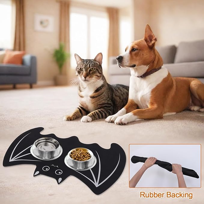 Halloween Pet Mat for Food and Water, Pet Feeding Mat for Dog Cat Bowl Absorbent Anti-Stain Non-Slip Quick Dry Easy Clean Floor Placemat, Pets Accessories Indoor (24 * 35.5 in)