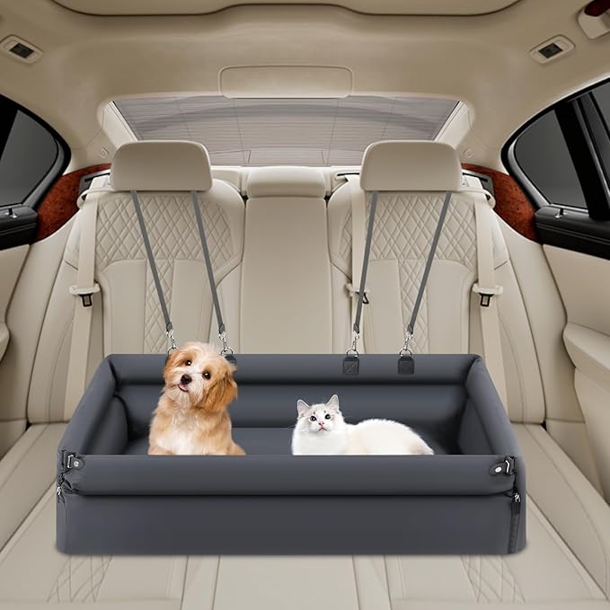 Pet Bed, Dog Car Seat, Dog Car Seat for Medium/Large Dogs, Foldable Design with Adjustable Safety Straps, Soft PP Cotton Padding, for Road Trips, Indoor Rest (Blue)