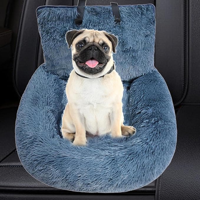 Dog Booster Car Seat – Plush Travel Bed, Washable Pet Chair | Cotton Padded Seat with Strap and Hook for SUV, Truck, Pickup Adventures, Cozy Ride Solution, Detachable Design for Dogs on The Go