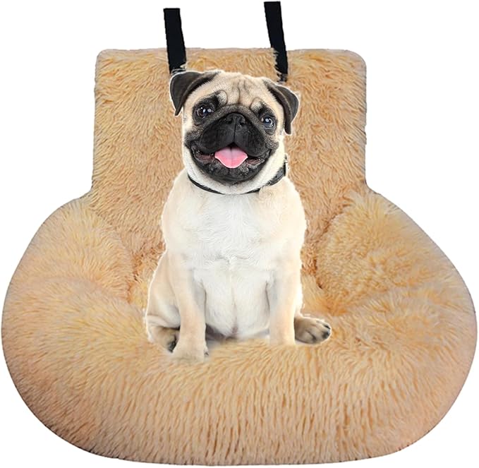 Cotton Dog Car Seat - Soft Detachable Dog Booster Seat, Large Console Safety Car | Detachable Plush Bed Washable with Leash and Strap Fits Cars/Trucks//Pickup