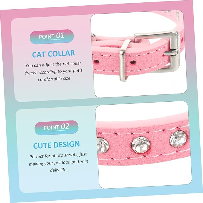 POPETPOP Adjustable Rhinestone Pet Collar for Dogs and Cats Pu Leather Design Comfortable and Stylish for Parties and Daily Wear