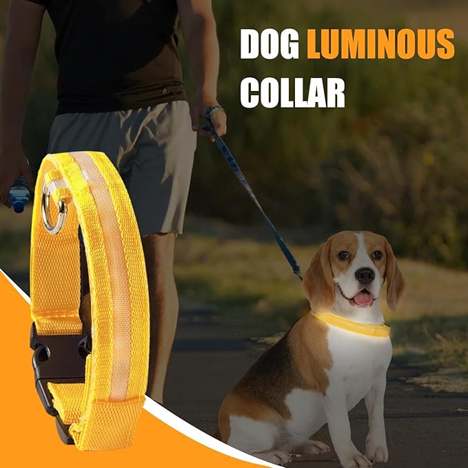 Pet Collar, Dog Training Collar with Night Visibility, 3 Flashing Modes, Rainproof Rechargeable Pet Collar, 500mah Battery, Adjustable Dog Light Collar, Waterproof Dog Collar for Large Dogs