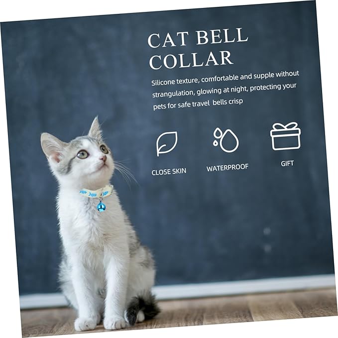 Toyvian 3Pcs Dog Collar Fluorescent Neck Straps Night Safety Kitten Puppy Reflective Glow Collars for Outdoor Visibility and Lost Prevention Random Color