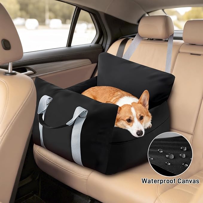 Waterproof Dog Car Seats for Small Medium Dogs, Dog Booster Seat 4in Memory Foam Pet Car Seat up to 40 lbs with Pockets, Travel Pet Car Seat with Detachable Washable Cover and Cushion