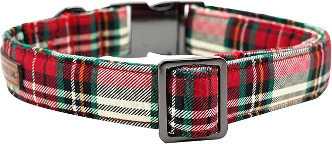 Elegant little tail Dog Collar, Christmas Red Plaid Pet Collar Cute Dog Collars Male or Female Pet Gift Adjustable Dog Collar for X-Large Dogs