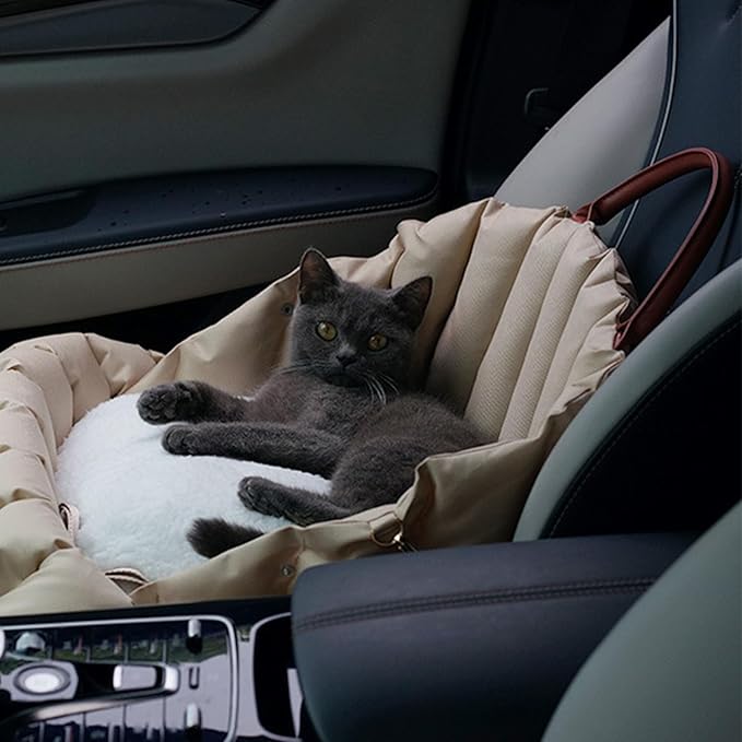 Dog Booster Car Seat, Portable Dogs Car Seat for Small Dog, Soft Pet Cars Travel Home Bed, Small Pets Travel Carrier Bed with Anti-Escape Rope, Portable Carrier (A)
