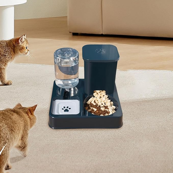 2 in 1 Automatic Pet Waterer Pet Food Bowl Large Capacity Self Dispensing Automatic Cat Drinker Bowl Dispenser for Puppy Dogs