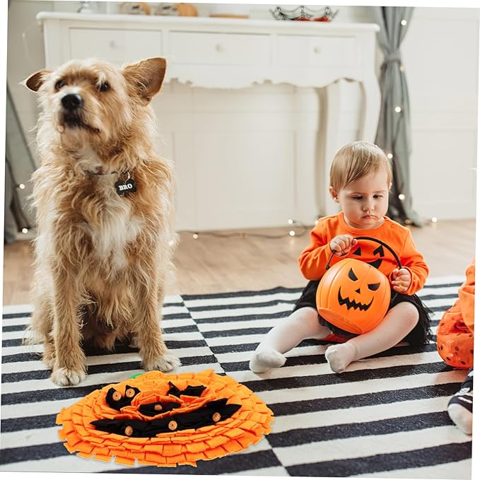 Pumpkin Snuffle Mat for Dogs Interactive Dog Puzzle Mat for Mental Slow Feeding Toy Bright Foraging Skills for All Breeds
