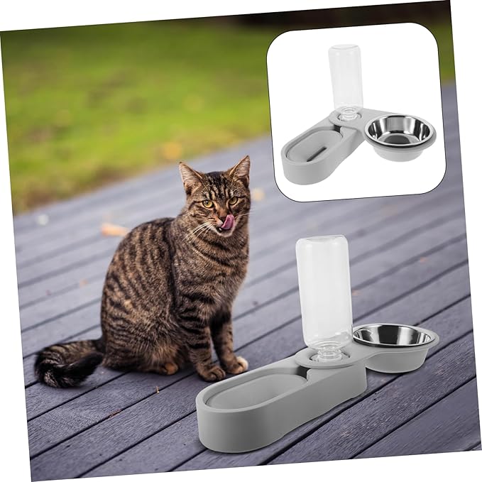 BESPORTBLE Multi-Function Pet Feeder Automatic Water Container Stainless Steel Cat Bowl Slow Feeder for Cats Dogs