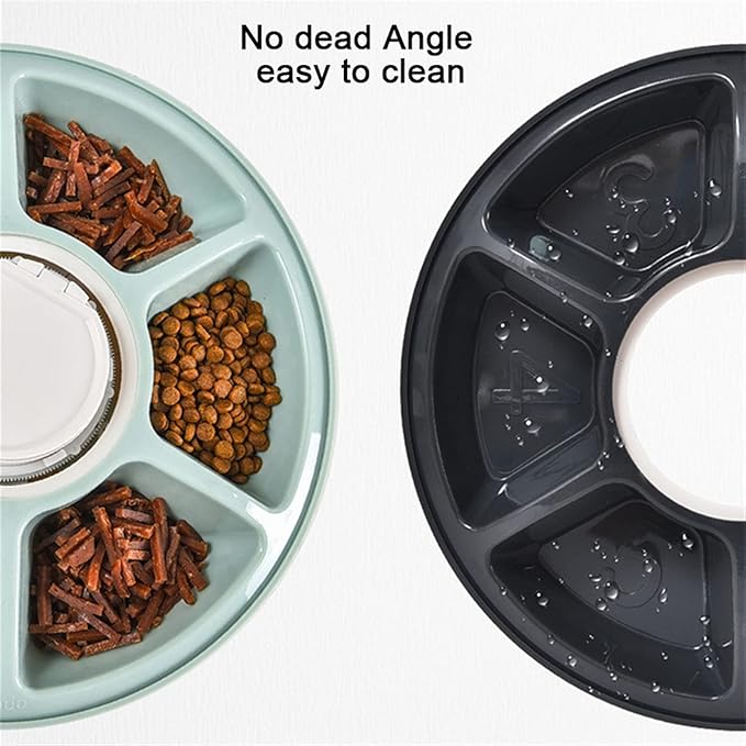 Massage cushion Pet Automatic Feeder Portion Control al Timer Detachable Dogs Cats Anti Slip 6 Meal Trays with Voice Recorder Dry Wet Food (Color : Green) (Pink)