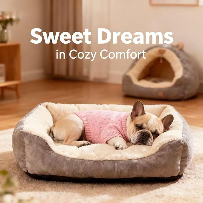 Small/Medium Dog Sweater, Warm Dog Winter Coat w/Sleeves, Comfortable High Neck Premium Dog Clothes for Bulldog-Best for Holidays, Daily Walks L Pink