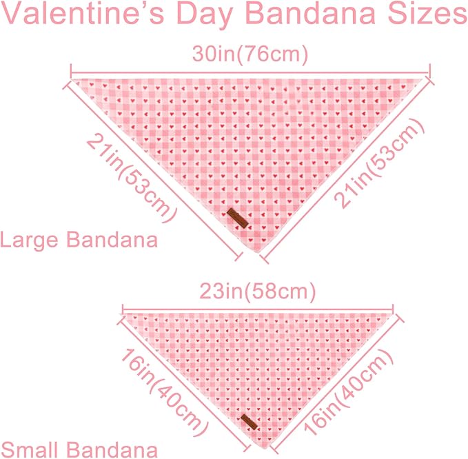 Valentine’s Dog Bandana, Valentine Triangle Bid Scarf for Girl Boy Medium Large Dogs, Adorable Puppy Wedding & Valentine’s Bandana, Cute Soft Cotton Pet Kerchief