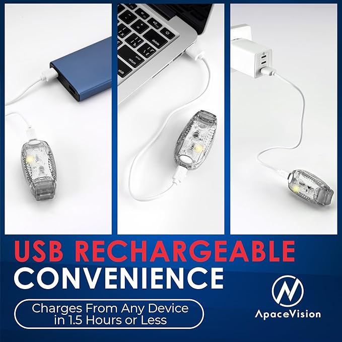 EverLightFX USB Rechargeable LED Safety Light (2 Pack) by Apace - Super Bright Bike Tail Light Works Brilliantly as Running Light for Joggers, Pets, Bicycle Strobe or Rear Clip On Lights