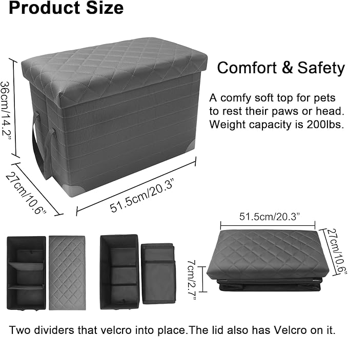 GJEASE Car Back Seat Extender for Large Dogs up to 200lbs,Dog Car Back & Front Seat Extender with Storage,Pets Can to Have The Whole Front/Back Seat to Stretch Out and Nap On Trips