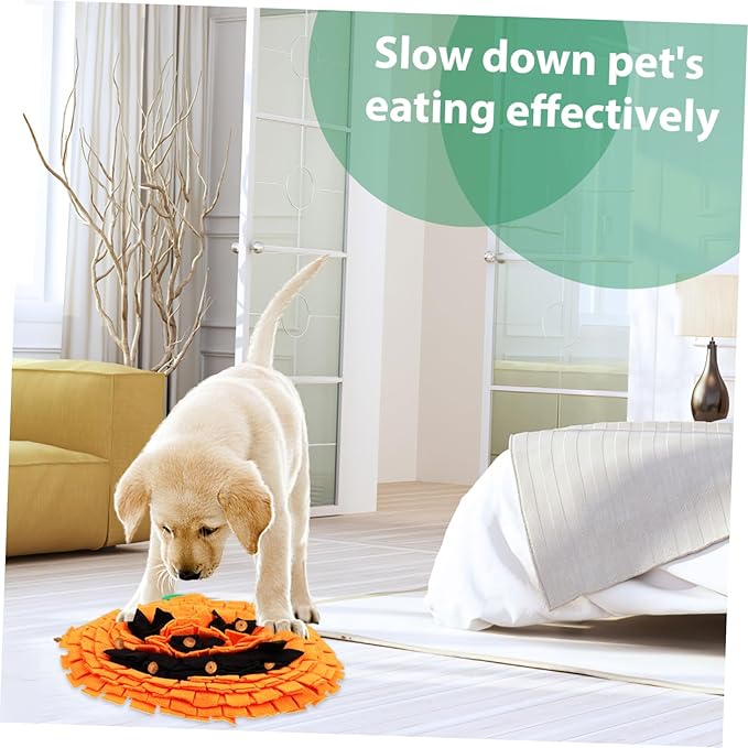 Dog Snuffle Mat Pumpkin Shape Sniffing Feeding Toy for Large Breeds Mental Reduces Stress Interactive Puzzle Mat for Dogs and Cats