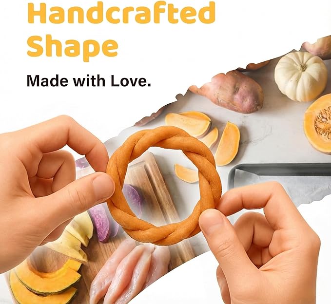 iPaw Turkey Dog Treats, All Natural Human Grade Dog Treat, Suitable for Training chew, US Sourced Raw Material, Hypoallergenic, Rawhide Alternative, Ring (Pumpkin)