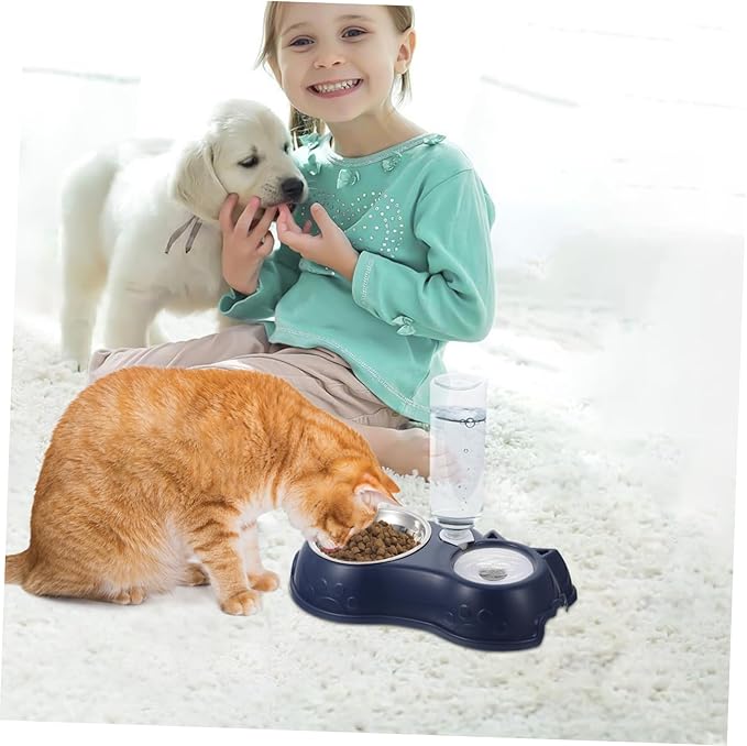 1set Pet Dual Use Feeder and Water Dispenser for Cats and Dogs Automatic Food Bowl Spill-Resistant Design Convenient Feeding for Home and Pet Shops