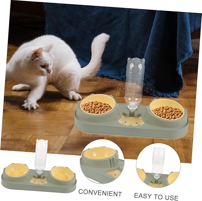SUPVOX Automatic Pet Feeder and Water Dispenser with Dual Bowls Bite-Resistant Lightweight Non-Slip Design for Cats and Dogs Random Styles