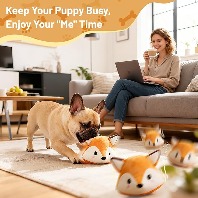 Automatic Puppy Toy for Anxiety & Boredom Relief - Self-Moving, Bouncing & Vibrating with Sound for Mental Stimulation | Rechargeable, Chew-Resistant for All Breed Sizes