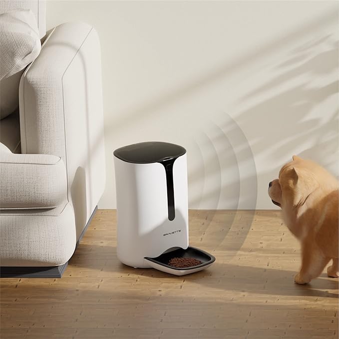 Automatic Pet Feeder for Cats and Dogs, 7L Dry Auto Food Dispenser with Integrated Infrared Sensor, Timed Cat Feeder, Feeding Voice Recorder (White)
