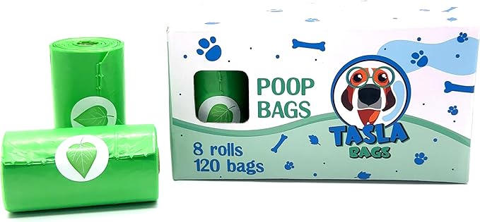 Tasla Dog Poop Bags, Scented, 8 Rolls, 120 Bags Total