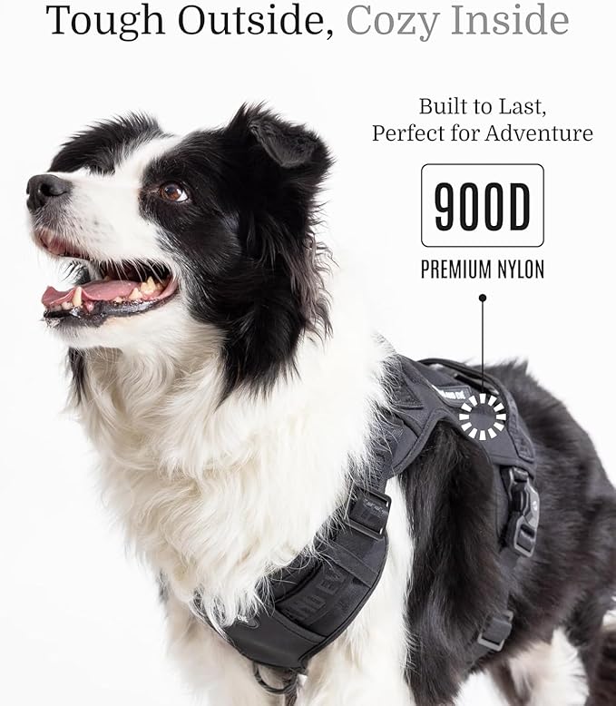 Fei & Eve MagEase Dog Harness - 3-Second Magnetic Buckles | 3-Point No-Pull Control | Heavy-Duty 900D Nylon | Dual Safety Handles | Breathable Mesh | Adjustable Fit | Large,Black