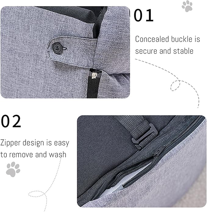 Dog Booster Car Seat Center Console Dog Cat Travel Seat for Small Dogs and Cat Up to 10 Lbs, Installed on The Armrest Box,Washable Travel Bags Carrier Bed Cage Safety Seat