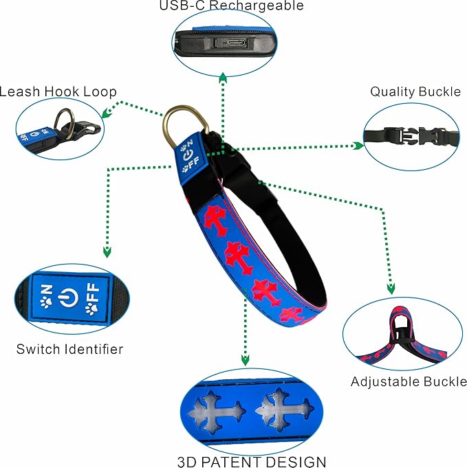 Personalized Name and Phone Nr Dog Collar with airtag Holder Waterproof Light up (Pink, M(11.8-15.7"))