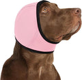 KOESON Dog Calming Hoodie - No Shake Ear Wraps for Dogs, Anxiety Relief & Noise Protection, Water Resistant Pet Ear Cover Muffs for Firework, Grooming, Thunderstorms, Swimming, Bathing, Light Pink M