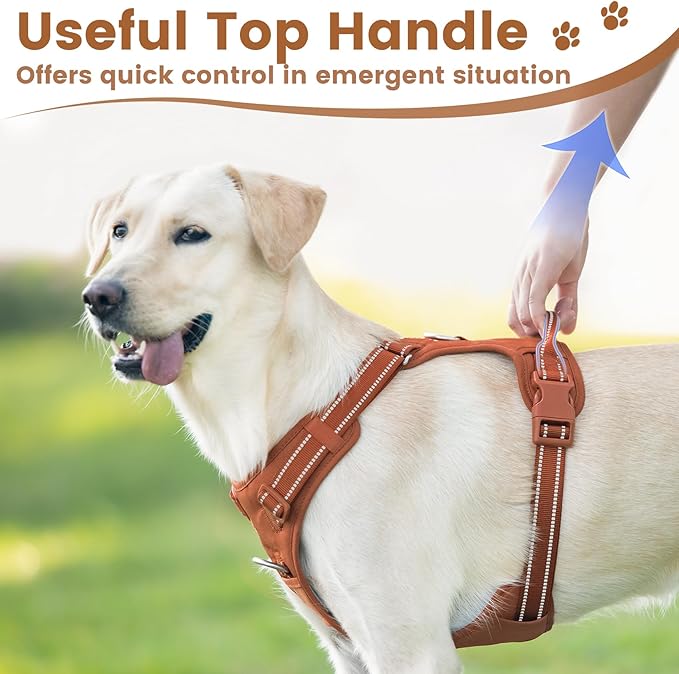 No Pull Dog Harness, Reflective Puppy Vest for Small Medium Large Sized Dog(Carmel Brown,M)