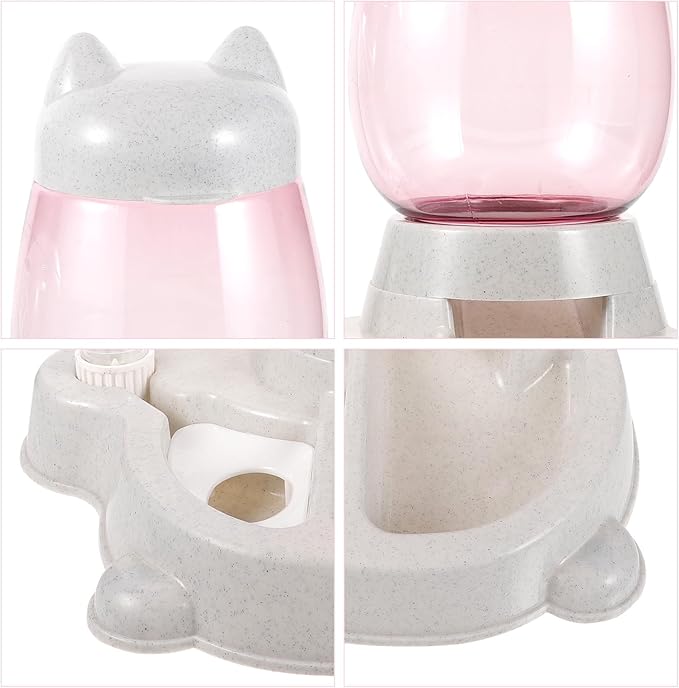 Automatic Pet Food Dispenser with Plastic Feeding Bowl, Indoor Cat Dog Food Feeder, Self-Feeding Container for Home Pet Supply, Gray