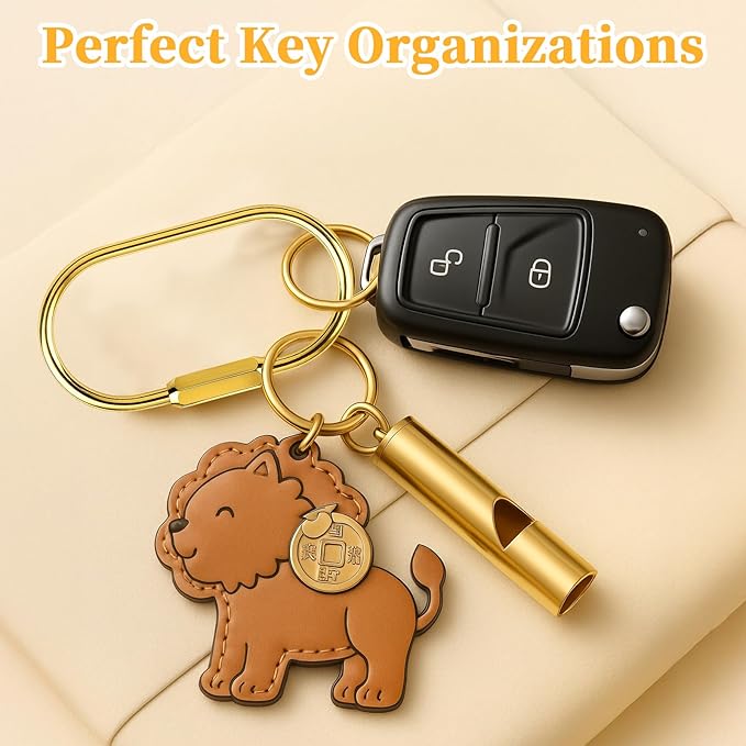 Brass Keychain Carabiner Clips - 8 PCS Gold Screw Lock Key Rings, Loose Leaf Binder Rings, Gold Carabiner Clip with Secure Locking Screw Brass Key Ring for Keys, Bags, Pet Collars & Luggage Tags
