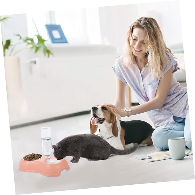 Milisten 1set Automatic Dual Pet Feeder and Water Bowl for Cats and Dogs Removable Bottle Easy to and Safe Design for Busy Pet Owners