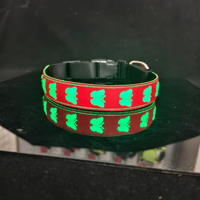 USB-C led Light up Dog Collar, 3D Design Comfortable and Soft Material,Multicolored Lighting，Night Dog Collar (BT-RED, S(11.8-15.7"))