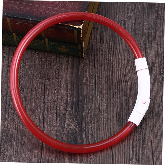 FRCOLOR 2pcs Led Dog Collar USB Rechargeable Glowing Pet Collar for Night Safety Red Material Energy-Saving Led Lights for Evening Walks